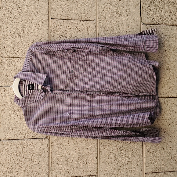 HUGO BOSS Men's Cotton Stretch Poplin Check Slim Fit Dress Shirt. - Picture 3 of 10